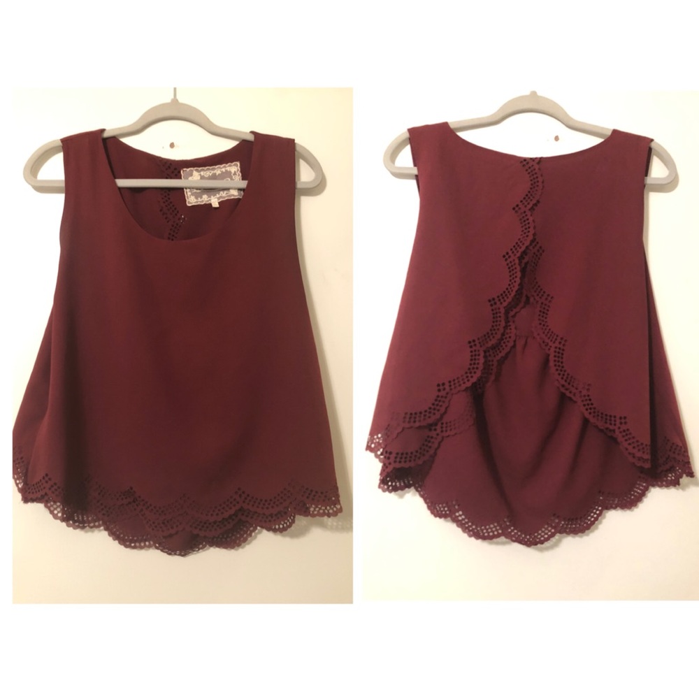 Maroon Tank with Keyhole Back